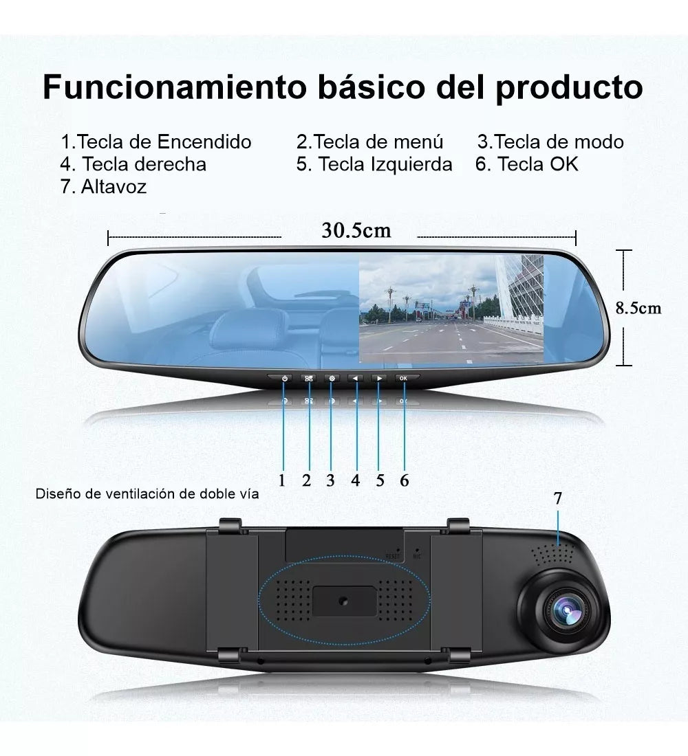 Cámara espejo retrovisor HD